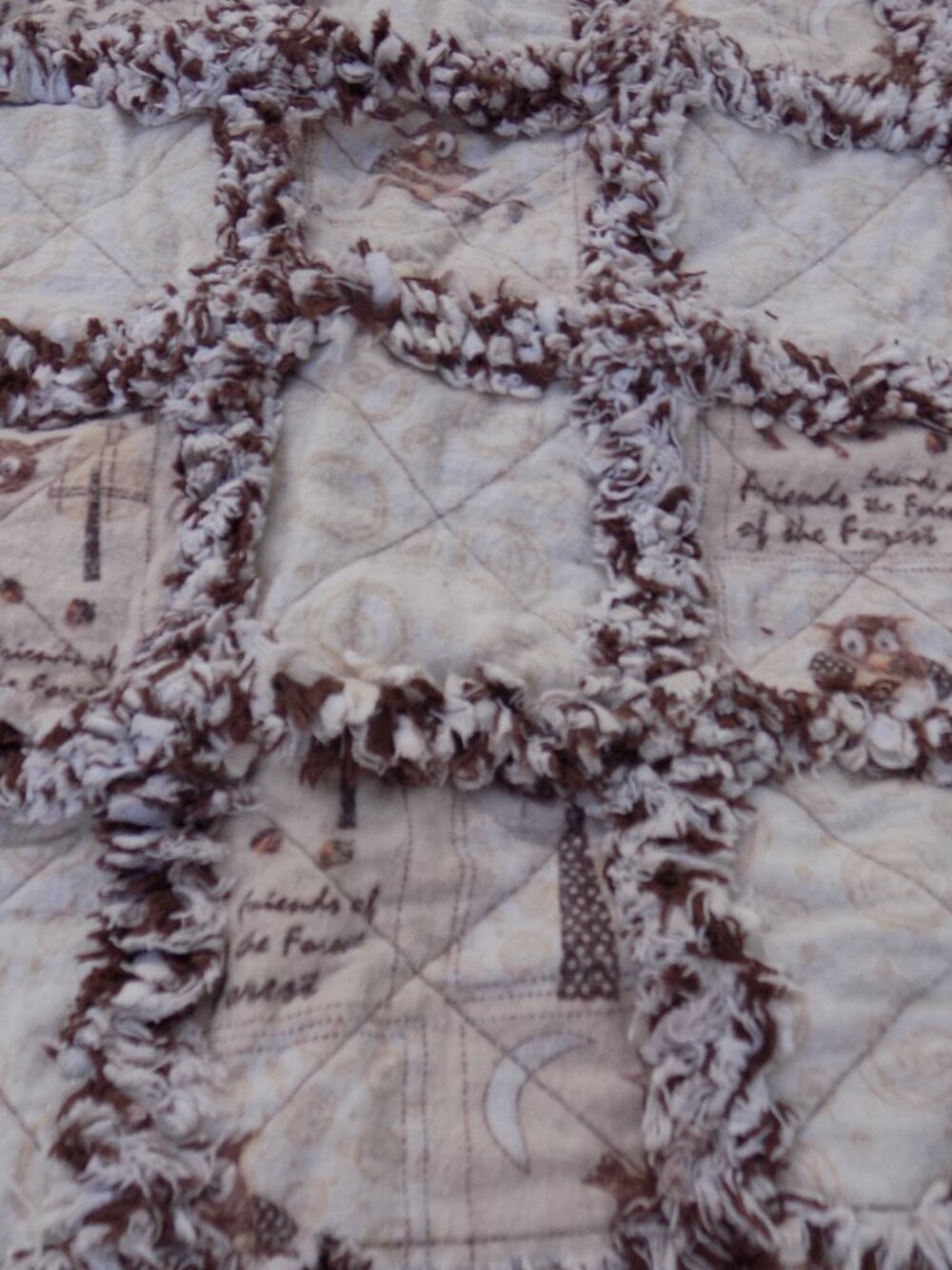 RAG BABY QUILT Owl  Friendship Quilt VINTAGE  *